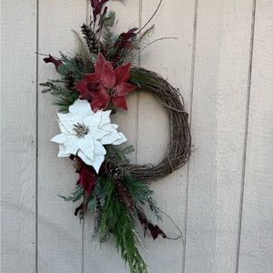 Poinsettias and Pine Wreath